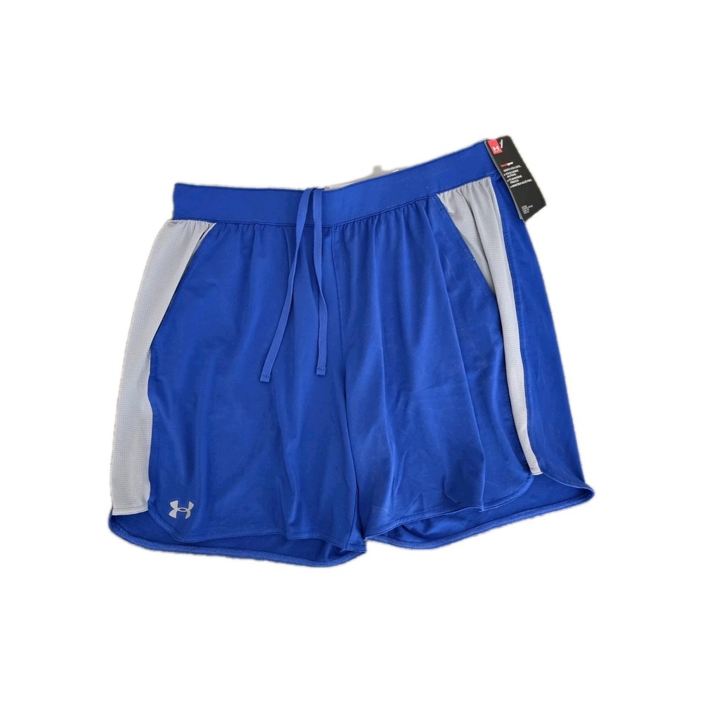 Under ARMOUR Loose Heatgear Women's Athletic Shorts Sz LG L Blue Elastic Waist